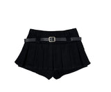 Elda Wool Belt Pleated Mini Skirt