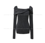 Chiro Ribbon Off-Shoulder Knit