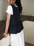 [Bag set] Palan Dot Frill Layered Sleeveless Set