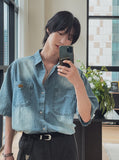 Frue Vintage Washing Denim Half Shirt