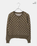 Honey round neck dot knit cardigan