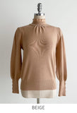 Genuine Pearl Slit Frill Turtleneck Knit