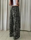 Damaged camo carpenter double knee pants