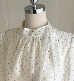 Alena Dot Satin Tie See-Through Blouse