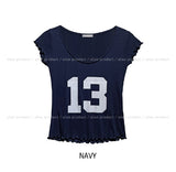 13 Numbering Ruffle Cap Sleeve Short Sleeve