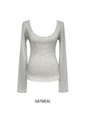 Titi Flower Deep U-Neck Long Sleeve
