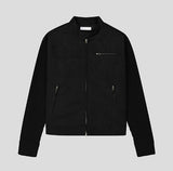 Laden Suede Knit Mix Crop Rider Jacket