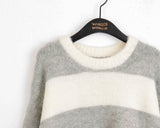 Mayo Wool Stripe Angora Semi-Crop Knit