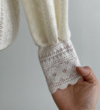 Crea Brushed Lace Collar Puff Blouse