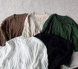 Cable knit short sleeve round ver