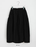 Minati nylon banding pocket shirring flare long skirt