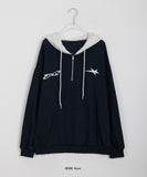 Milnan Half Zip-Up Color Matching Printed Hoodie