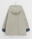 Pump Check Color Matching Hood Bomber Padding Jumper