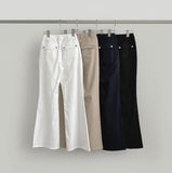 Unique Back Pocket Fluffy Span Cooling Bootcut Pants