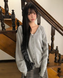 Doan Back Point Lettering V-neck Knit Cardigan
