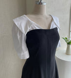 Jerin Color Matching Collar Flare One Piece