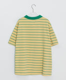 [unisex] Molpory Stripe Collar Short Sleeve Tee