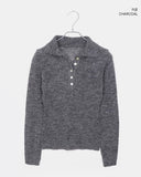 Bekil Henley Neck Collar Wool Long Sleeve Knit