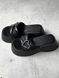1163 Fringe Platform Sole Slippers (6cm)