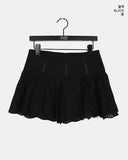 Poan Lace Punching Frill Mini Skirt