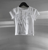 Rail Pintuck Printed Short Sleeve T-shirt