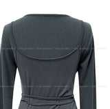 Kuri Color Matching Strap Layered Bustier Long Sleeve Set