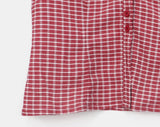 Trin Check Shirring Puff Blouse