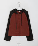 [BAONHAUS] Sanders color matching hood half zip-up knit