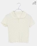 Soming Flower Round Collar Frill Short Sleeve T-Shirt