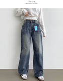4 Season Basic Wide-Fit Washed Denim Pants