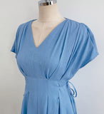 Javet V-Neck Pintuck Flare Long One Piece