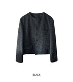 Objet Wool Check Round Jacket