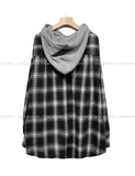 (UNISEX) Kitchie Hood Balloon Checkered Shirt