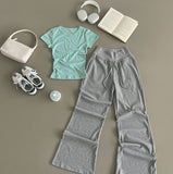 Slim Fit Plain Layered Slender Short Sleeve T-shirt