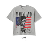 Land semi-crop over short sleeves