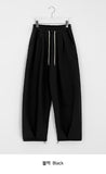 Chop-pit pin-tuck balloon wide banding pants
