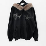 Leman Fur Brushed Hood Hood Zip Up