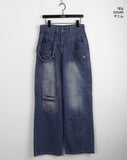 Radi Unique Zipper Pocket Long Wide Denim Pants
