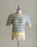 Shushu Short Sleeve Stripe Square Knit