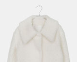Neyu collar wool fluffy quilted fur half jacket
