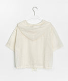 Minbomi Punching Lace Hood Short Sleeve Blouse