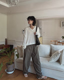 Early linen pintuck banding slacks