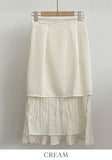 Deloe Wrinkle Unbalance Slit Long Skirt