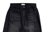 Ile black blue pleated denim pants