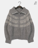 Helky Nordic Pattern Two-Way Knit Zip-Up