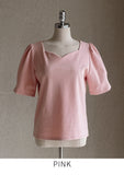 Romance Heart Neck Short Sleeve Puff T-Shirt