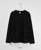 Kukyu Frill Shirring Long Sleeve Tee