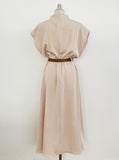 Odd Half-Neck Draped Banding Flare One Piece (Belt Set)