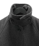 High-neck quilted adjust wool half coat