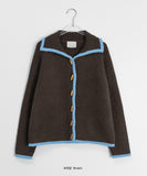 Kiken color matching line collar toggle cardigan